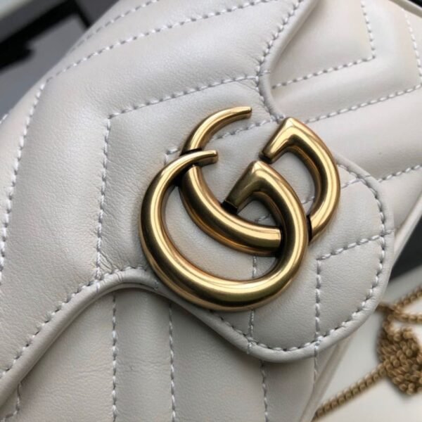 gg Marmont Matelass¨¦ Super Mini Bag Dusty White Chevron For Women 6.2in/16.5cm gg 476433 DTDCT 9022