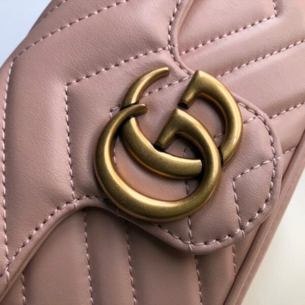 gg Marmont Matelass¨¦ Super Mini Bag Dusty Pink Chevron For Women 6.2in/16.5cm gg 476433 DTDCT 5729