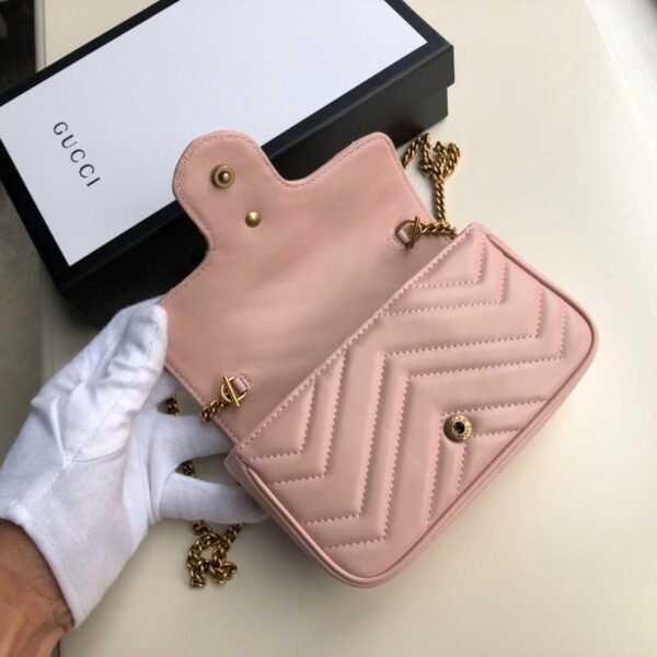 gg Marmont Matelass¨¦ Super Mini Bag Dusty Pink Chevron For Women 6.2in/16.5cm gg 476433 DTDCT 5729