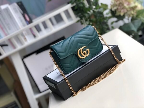 gg Marmont Matelass¨¦ Super Mini Bag Green Matelass¨¦ Chevron For Women 6.2in/16.5cm gg