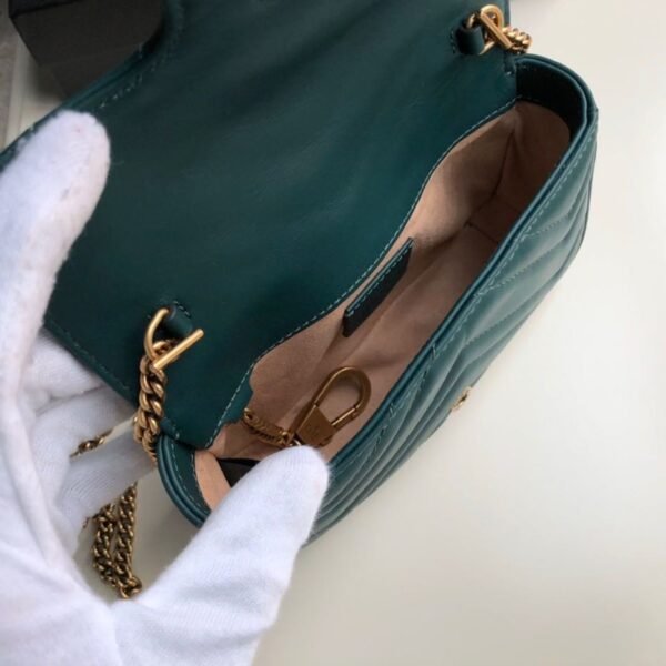 gg Marmont Matelass¨¦ Super Mini Bag Green Matelass¨¦ Chevron For Women 6.2in/16.5cm gg
