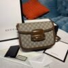 gg Horsebit 1955 Shoulder Bag Beige/Ebony gg Supreme Canvas With Brown For Women 9.8in/25cm gg ?602204 92TCG 8563