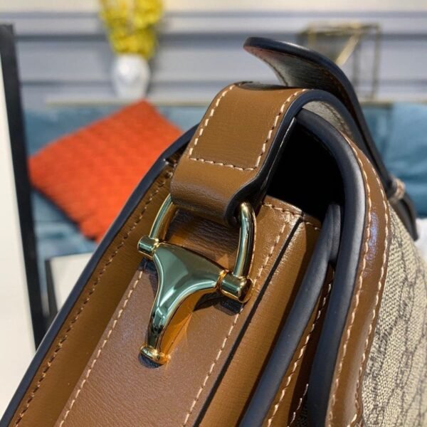 gg Horsebit 1955 Shoulder Bag Beige/Ebony gg Supreme Canvas With Brown For Women 9.8in/25cm gg ?602204 92TCG 8563