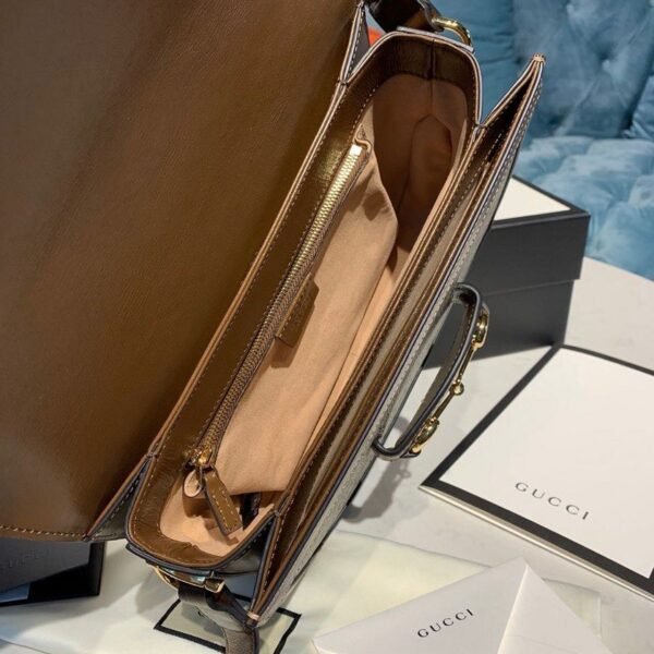 gg Horsebit 1955 Shoulder Bag Beige/Ebony gg Supreme Canvas With Brown For Women 9.8in/25cm gg ?602204 92TCG 8563