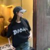 Dior Oversized White Logo Black T-Shirt
