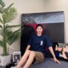Gucci Navy Blue T-Shirt with Vertical Logo Patch