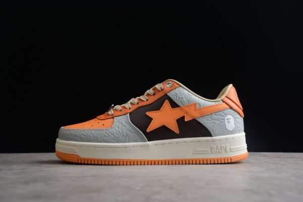 13._13_830708da-e32e-4d51-8a54-d1da134745ca BAPE STA Low-Top Orange and Grey Sneakers