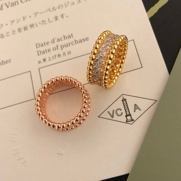 18K Yellow Gold Perl¨¦e Diamonds 3 Row Ring