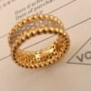 18K Yellow Gold Perl¨¦e Diamonds 3 Row Ring