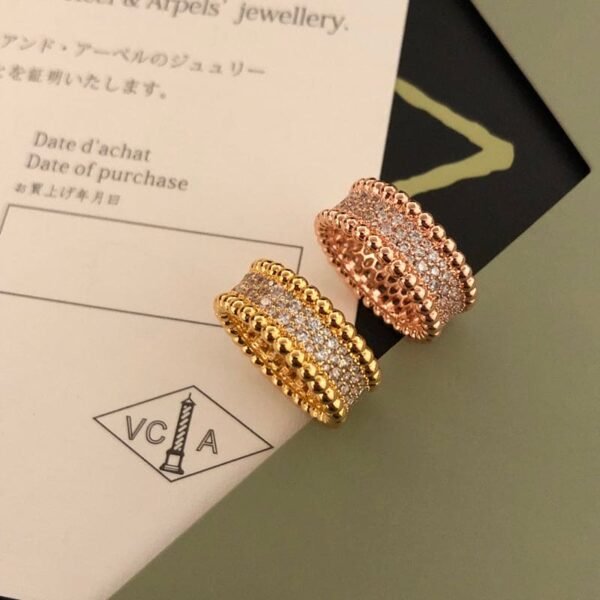 18K Yellow Gold Perl¨¦e Diamonds 3 Row Ring