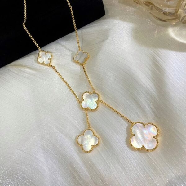 18K Magic Alhambra Six Pearls Motifs Clover Necklace