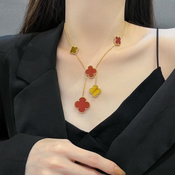 18K Magic Alhambra Six Motifs Carnelian Clover Necklace