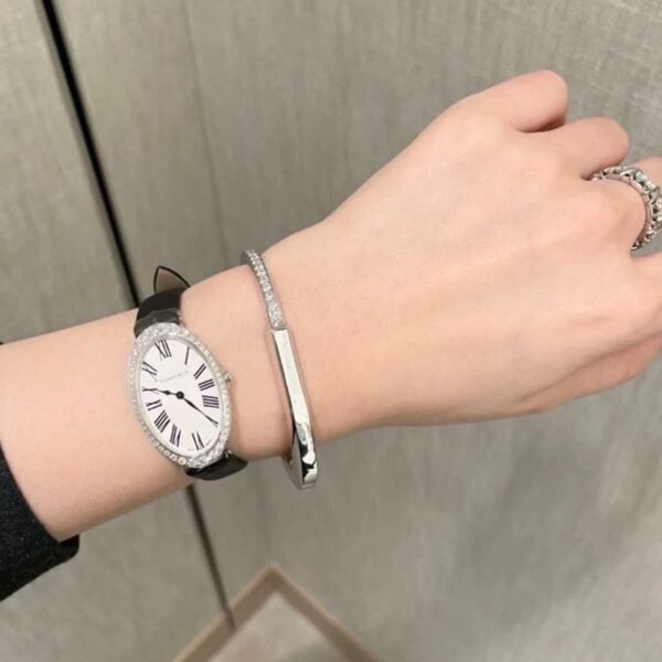 18K T Lock Bangle Half Pav¨¦ Diamonds Bracelet