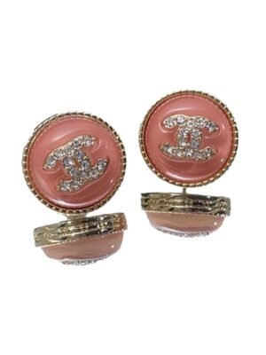 18K CC Pearl Crystal Stud Earrings