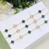 18K Vintage Alhambra Five Motifs Malachite Diamonds Clover Bracelet