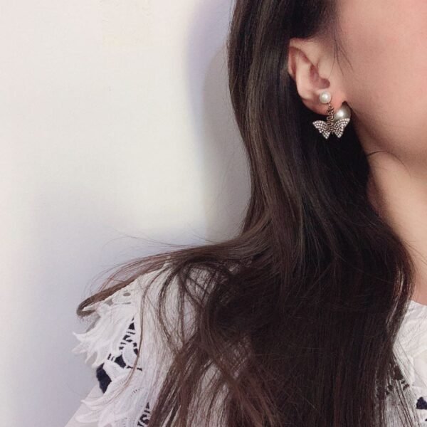 18K CD Dragonfly/ Butterfly Pearl Earrings