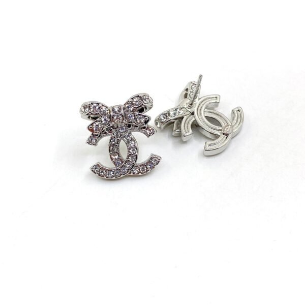 18K CC Strass Bow Stud Earrings