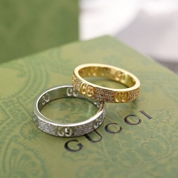 18K Double G Icon Full Diamonds Ring