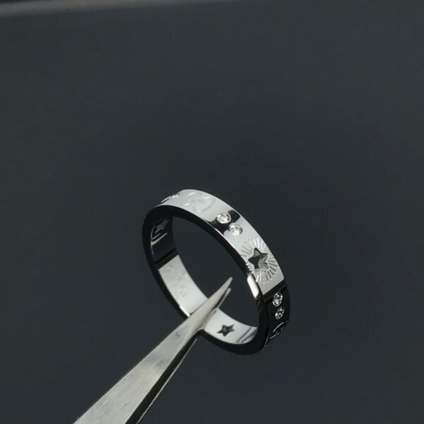 18K Double G Icon Diamonds White Gold Ring