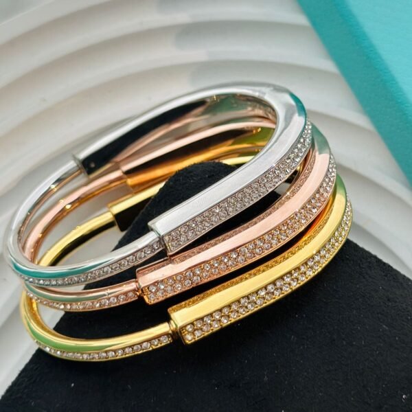 18K T Lock Bangle Full Pav¨¦ Diamonds Bracelet