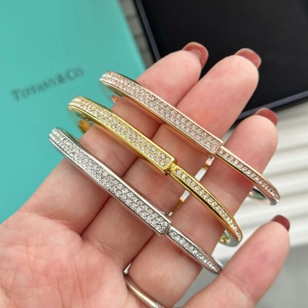 18K T Lock Bangle Full Pav¨¦ Diamonds Bracelet