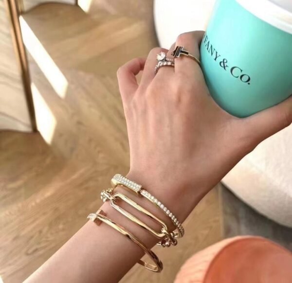 18K T Lock Bangle Full Pav¨¦ Diamonds Bracelet