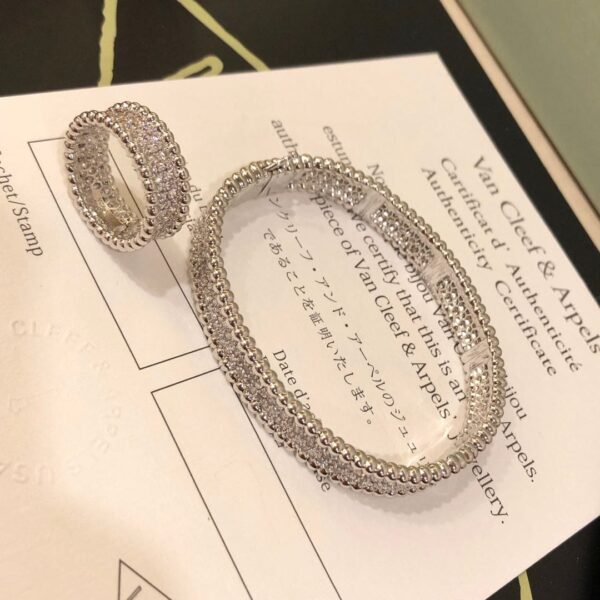 18K White Gold Perl¨¦e Diamonds 3 Row Ring