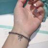 18K T Bow Charm Bead Bracelet