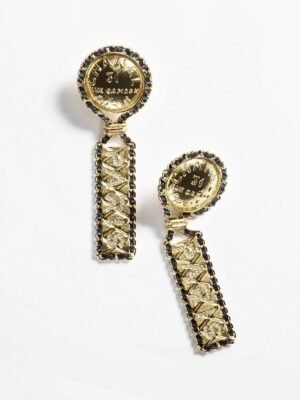 18K CC Leather Earrings