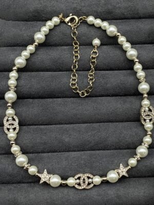 18K CC Pearls & Stars Necklace