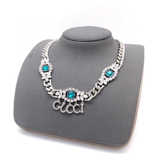 18K Double G Script Diamonds Necklace