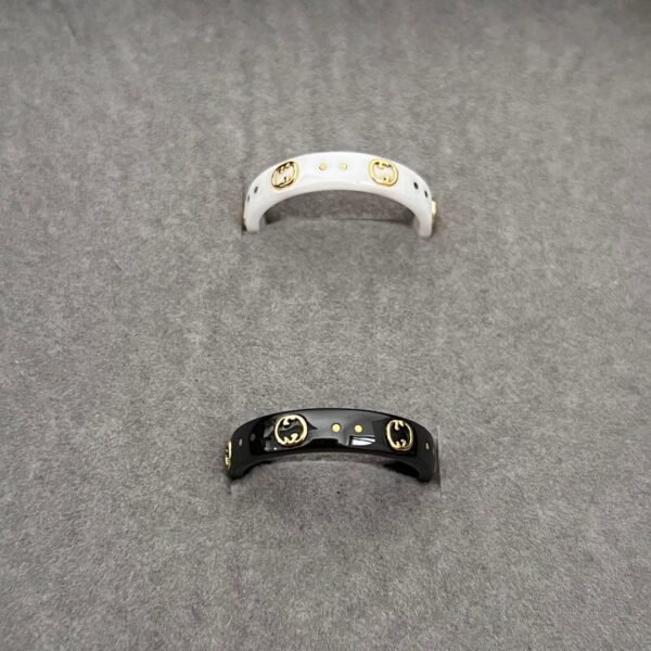 18K Double G Icon Black Corundum Ring