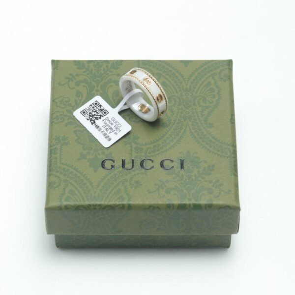 18K Double G Interlocking G Icon White Zirconia Ring