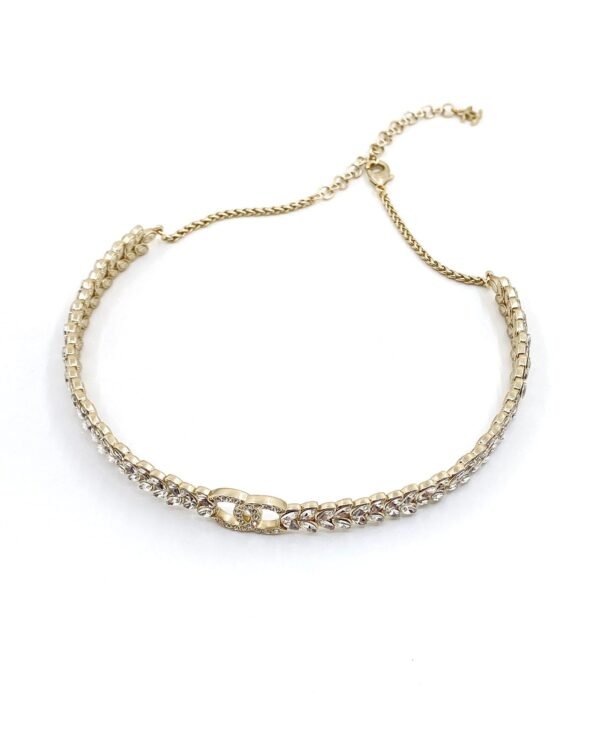 18K CC Chain Choker Diamonds Necklace