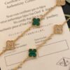 18K Vintage Alhambra Malachite Diamonds 10 Motifs Necklace