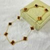 18K Vintage Alhambra Tiger Eye 10 Motifs Necklace