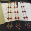 18K Vintage Alhambra Carnelian 10 Motifs Necklace