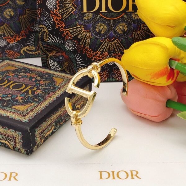 18K CD Navy Logo Bangle Open Cuff Bracelet