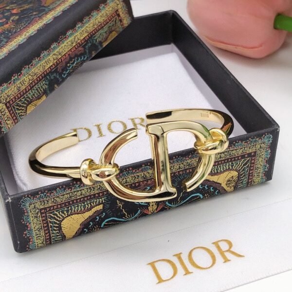 18K CD Navy Logo Bangle Open Cuff Bracelet