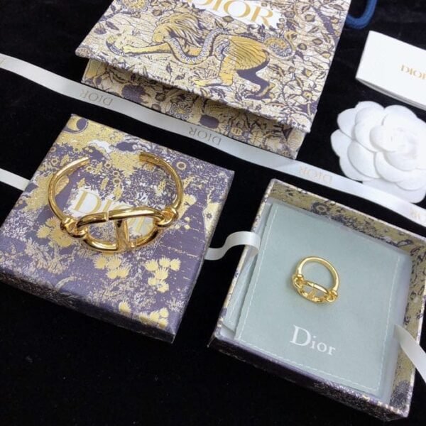 18K CD Navy Logo Bangle Open Cuff Bracelet