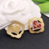 18K CC Heart Vintage Earrings