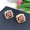 18K CC Heart Vintage Earrings