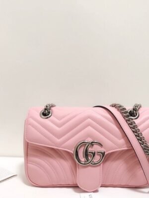 gg Marmont Small Matelass¨¦ Shoulder Bag Dusty Pink Matelass¨¦ Chevron For Women 10in/26cm gg ?443497 DTDIT 5729