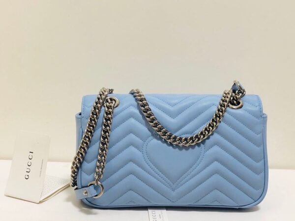 gg Marmont Small Matelass¨¦ Shoulder Bag Sky Blue Matelass¨¦ Chevron For Women 10in/26cm gg