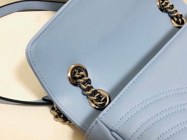gg Marmont Small Matelass¨¦ Shoulder Bag Sky Blue Matelass¨¦ Chevron For Women 10in/26cm gg