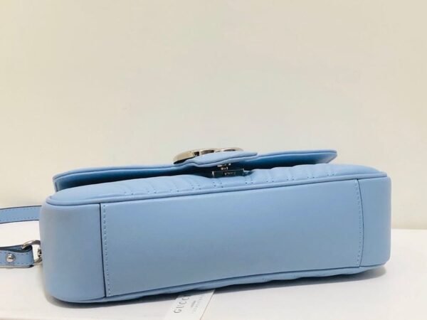 gg Marmont Small Matelass¨¦ Shoulder Bag Sky Blue Matelass¨¦ Chevron For Women 10in/26cm gg