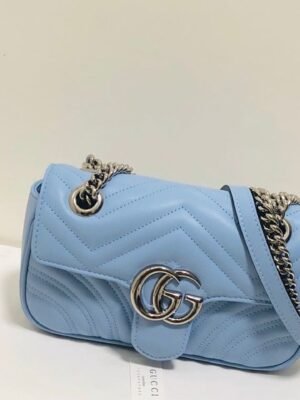 gg Marmont Matelass¨¦ Mini Bag Blue Sky Matelass¨¦ Chevron For Women 8.5in/22cm gg