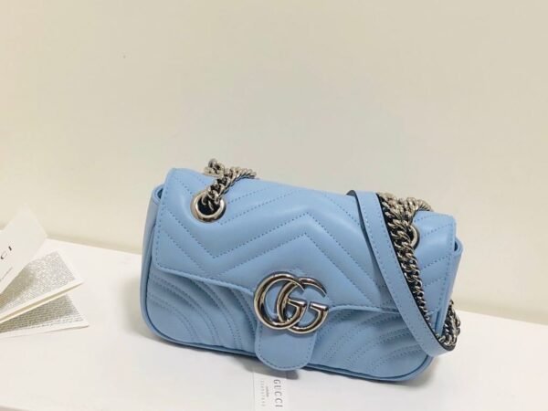 gg Marmont Matelass¨¦ Mini Bag Blue Sky Matelass¨¦ Chevron For Women 8.5in/22cm gg