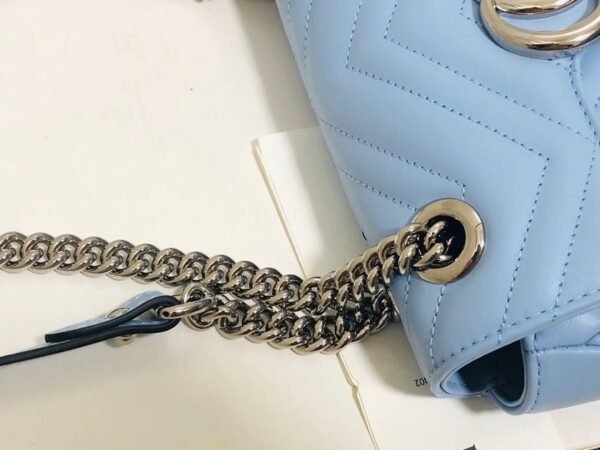 gg Marmont Matelass¨¦ Mini Bag Blue Sky Matelass¨¦ Chevron For Women 8.5in/22cm gg