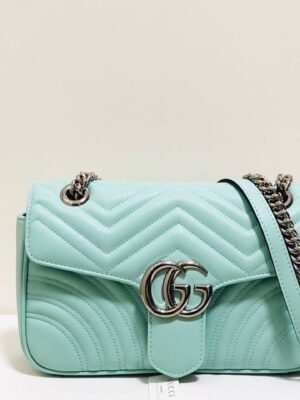 gg Marmont Small Matelass¨¦ Shoulder Bag Mint Green Matelass¨¦ Chevron For Women 10in/26cm gg